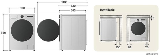 LG F4WR7011SYB wasmachine 11 kg met AI DD voor slimme stofverzorging - TurboWash 39 voor sneller wassen - hygiënisch wassen met stoom en ThinQ slimme bediening. Energieklasse A‑10%