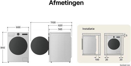 LG F4WR7011SYB wasmachine 11 kg met AI DD voor slimme stofverzorging - TurboWash 39 voor sneller wassen - hygiënisch wassen met stoom en ThinQ slimme bediening. Energieklasse A‑10%