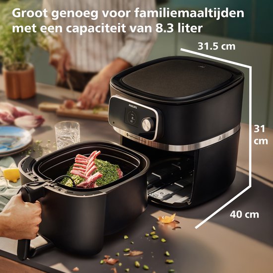 Philips 7000 Series Airfryer - Combi XXL Connected - HD9880/90 - Rapid CombiAir - 8.3L - Tot 6 personen - Met Voedselthermometer