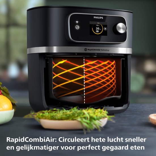 Philips 7000 Series Airfryer - Combi XXL Connected - HD9880/90 - Rapid CombiAir - 8.3L - Tot 6 personen - Met Voedselthermometer