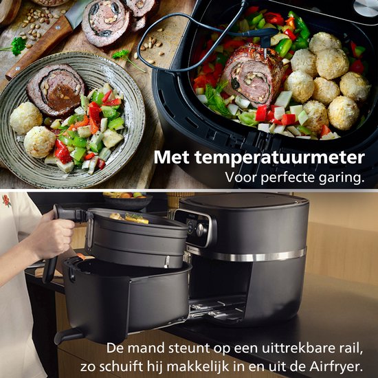 Philips 7000 Series Airfryer - Combi XXL Connected - HD9880/90 - Rapid CombiAir - 8.3L - Tot 6 personen - Met Voedselthermometer