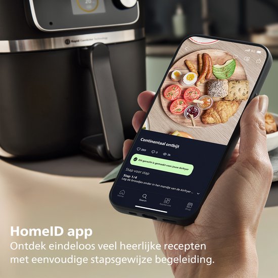 Philips 7000 Series Airfryer - Combi XXL Connected - HD9880/90 - Rapid CombiAir - 8.3L - Tot 6 personen - Met Voedselthermometer