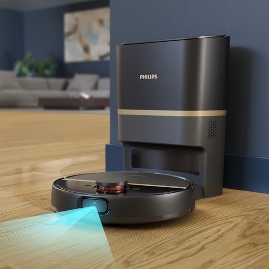 Philips HomeRun Aqua 7000 Series XU710001 - Robotstofzuiger met Dweilfunctie - Incl. Laadstation - Zwart  Goud - App Connected