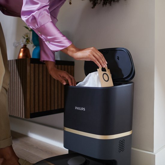 Philips HomeRun Aqua 7000 Series XU710001 - Robotstofzuiger met Dweilfunctie - Incl. Laadstation - Zwart  Goud - App Connected