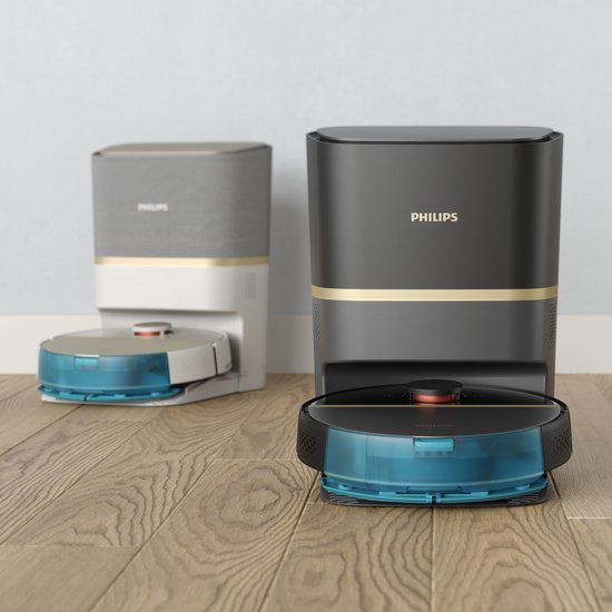 Philips HomeRun Aqua 7000 Series XU710001 - Robotstofzuiger met Dweilfunctie - Incl. Laadstation - Zwart  Goud - App Connected