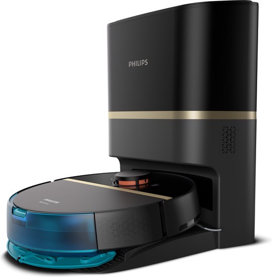 Philips HomeRun Aqua 7000 Series XU710001 - Robotstofzuiger met Dweilfunctie - Incl. Laadstation - Zwart  Goud - App Connected