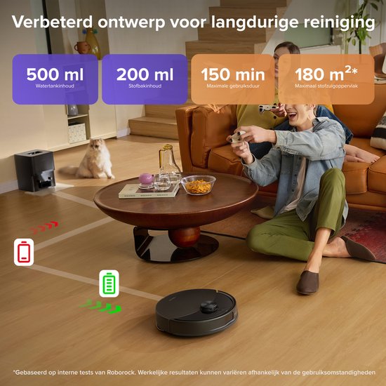 Roborock Q10 S5+ Robotstofzuiger en Dweil met Zelflediging– Zuigkracht van 10000 Pa–Vibrerende dweilpads– Handsfree Reinigen tot 7 Weken– Dubbel Anti-klitontwerp– Automatisch dweilen– Obstakelvermijding–Zwart–S8 Plus Upgrade
