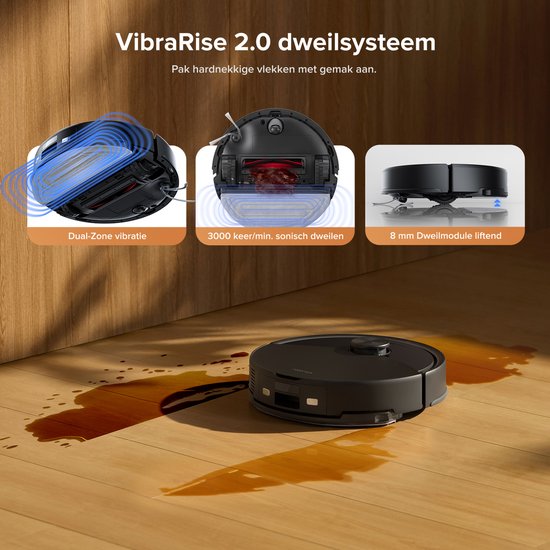 Roborock Q10 S5+ Robotstofzuiger en Dweil met Zelflediging– Zuigkracht van 10000 Pa–Vibrerende dweilpads– Handsfree Reinigen tot 7 Weken– Dubbel Anti-klitontwerp– Automatisch dweilen– Obstakelvermijding–Zwart–S8 Plus Upgrade