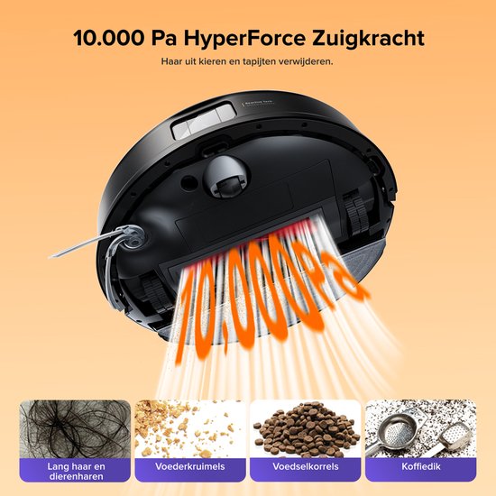 Roborock Q10 S5+ Robotstofzuiger en Dweil met Zelflediging– Zuigkracht van 10000 Pa–Vibrerende dweilpads– Handsfree Reinigen tot 7 Weken– Dubbel Anti-klitontwerp– Automatisch dweilen– Obstakelvermijding–Zwart–S8 Plus Upgrade